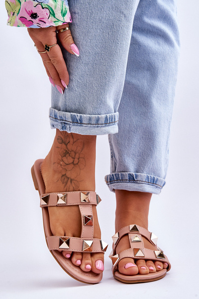 Klapki Damskie Duże Ćwieki Nude Mercure