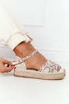 Sandals On A Braided Platform Beige Snake Pattern Megara
