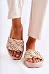 Women's Leather Slippers With A Chain Beige Soline