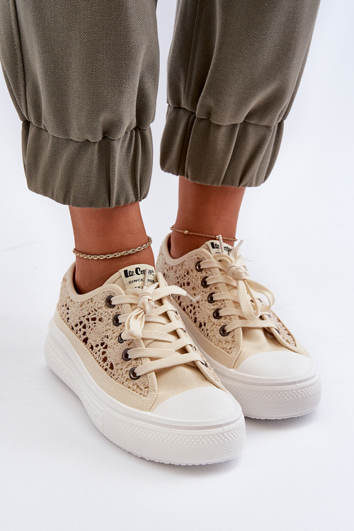 Women's Lace Sneakers Lee Cooper LCW-23-44-1620 Beige