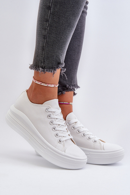 Trampki Masywna Platforma Białe Amyete K-81