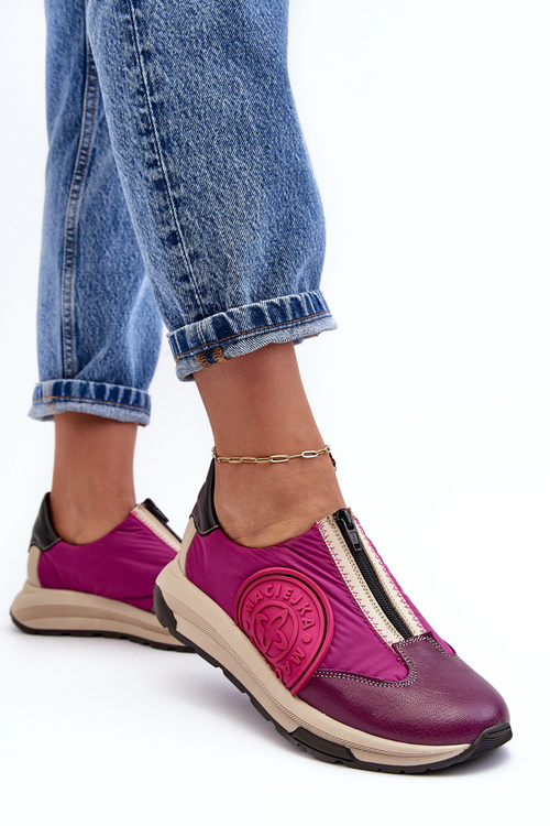 Buty Sportowe Skóra Damskie Maciejka 06296-15 Fuksja