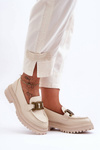 Women's Platform Moccasins with Decoration Beige Ameg