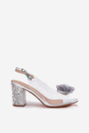 Transparent Heels With Crystals And Decoration D&A MR51-702 Silver