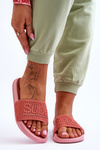 Light Women's Slippers With Inscription Pink Merry