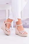 Women's Beige Sandals On Anchor Studs Amare