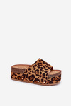 Women's Sandals On Massive Platform Eco Suede Leopard Brown Vinnibe