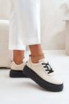 Damskie Buty Sportowe Platforma Skóra Naturalna 41470 Vinceza Beżowe