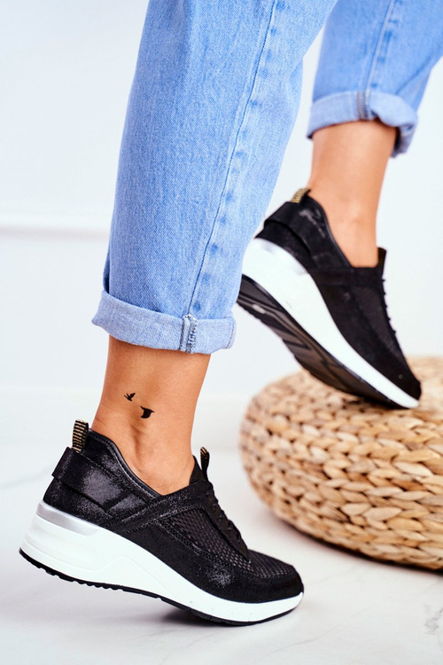 Women's Sports Shoes Leather Black Love Me