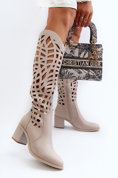 Black Openwork Boots with Heels Pinkema