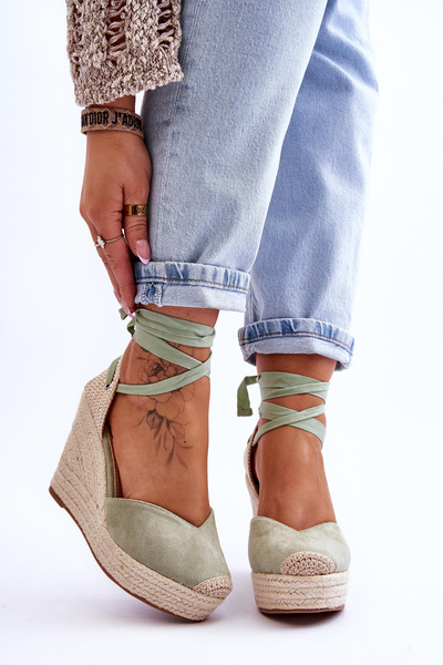 Women's Lace Up Wedge Sandals Green Bethany