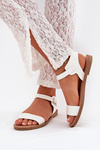 Women's sandals on flat heel eco leather white Kivara