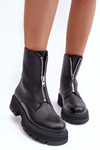 Leather Boots With Flat Heel And Zip Black Vimal