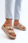 Women's sandals with braided eco suede beige Zaloemi