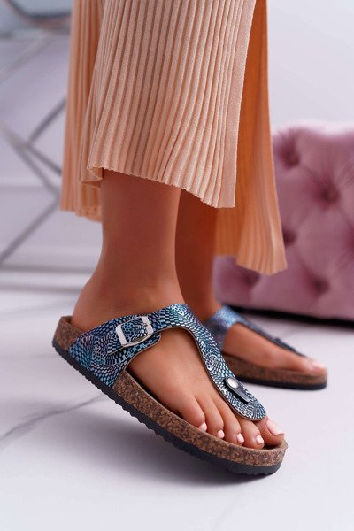 Women's Navy Blue Flip Flops Baisan