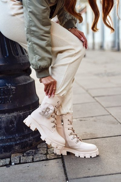 Women's Boots With Small Bag Beige Seul