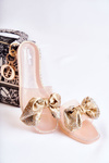Women's Rubber Slippers With A Bow Pink-Gold Meriden