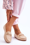 Classic Suede Loafers With Embellishment Beige Amera