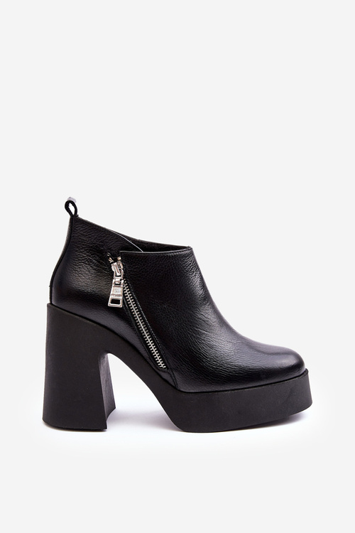 Women's Boots On Massive Heel With Zipper 1755 Zazoo Black