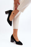 Black Suede Court Shoes with Chunky Heel Alessyndra