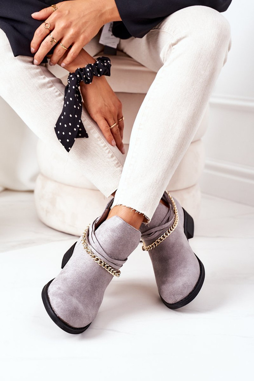 Suede Boots With A Chain Grey Elvira