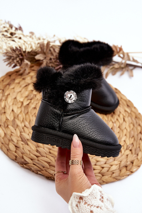 Lined Snow Boots with Fur Black Bessie