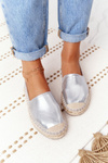 Espadryle Skórzane Pleciona Podeszwa Big Star Srebrne HH274504