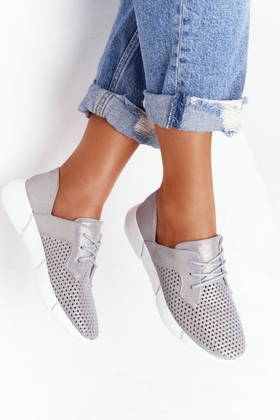 Women's Leather Sport Shoes Grey Day Trip