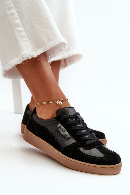 Women's Black Leather Sneakers by Vinceza 7333