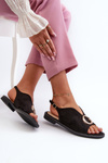 Elegant Women's Sandals with Eco Suede Decoration S.Barski KV27-058 Black