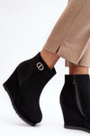 Women's Wedge Boots With Small Decoration Black Bertolina