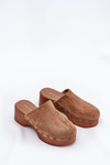 Women Slippers With Studs Eco Suede Camel Ellason