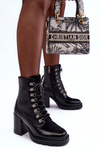 Heeled Lace-Up Boots Black Lathia