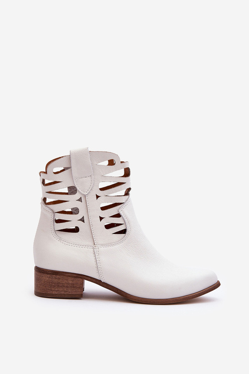 Women's Leather Lace-up Boots White Lewski 3329