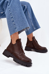 Insulated Low Women's Ankle Boots With Decoration On Zipper Brown Lavira