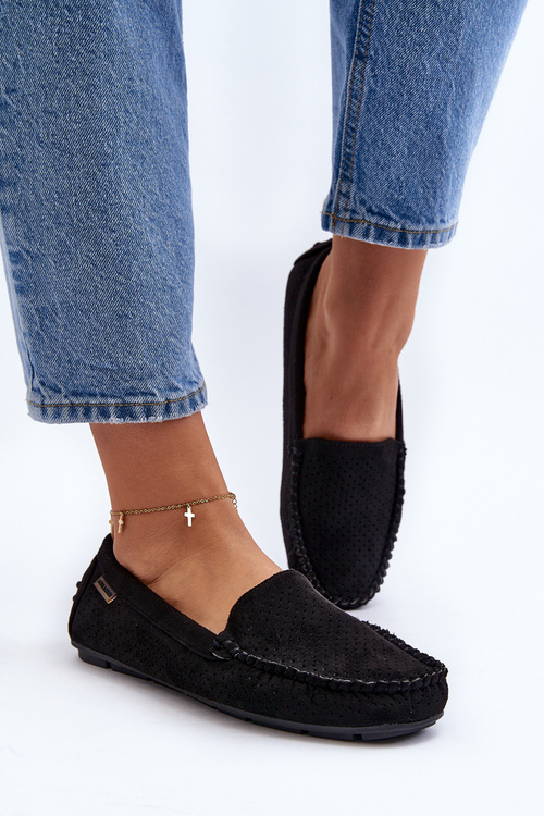 Women's Black Lattice Loafers Rasirna