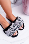 Women's Grey Flip Flops With Inscriptions Lu Boo News