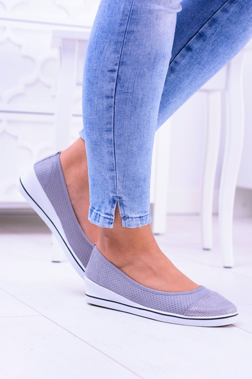 Fabric Gray Ballerina Ballerina Slippers Elleni