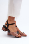 Elegant Women's Sandals with Block Heels Pink Natissa