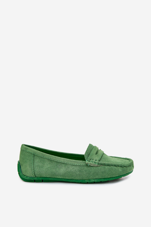 Women's Suede Moccasins Green Lenvie