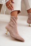 Women's Stiletto Boots Eco Suede With Pointed Toes Beige Irithare