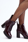 Women's Polished Heel Boots Lined Burgundy D&A MR870-54
