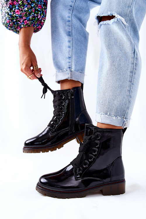 Lacquered Insulated Boots Black Lomess