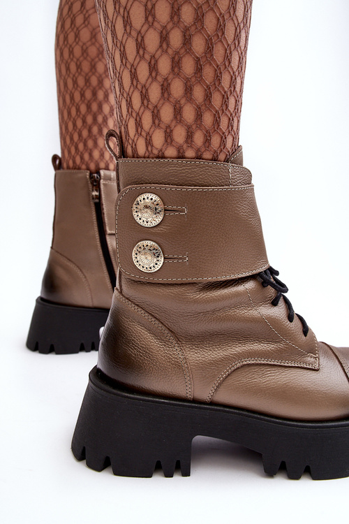 Leather Ankle Boots Women's Beige Lemar Anceria