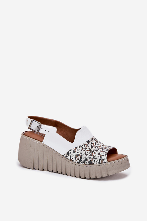 Womens Sandals Made Of Natural Leather On Wedge White Artiker 56C0958