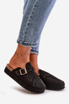 Women's Platform Clogs With Gold Buckle Black Terilaina