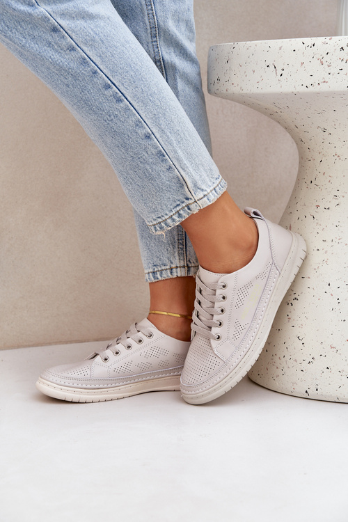 Women's Leather Sneakers Grey Cloesa