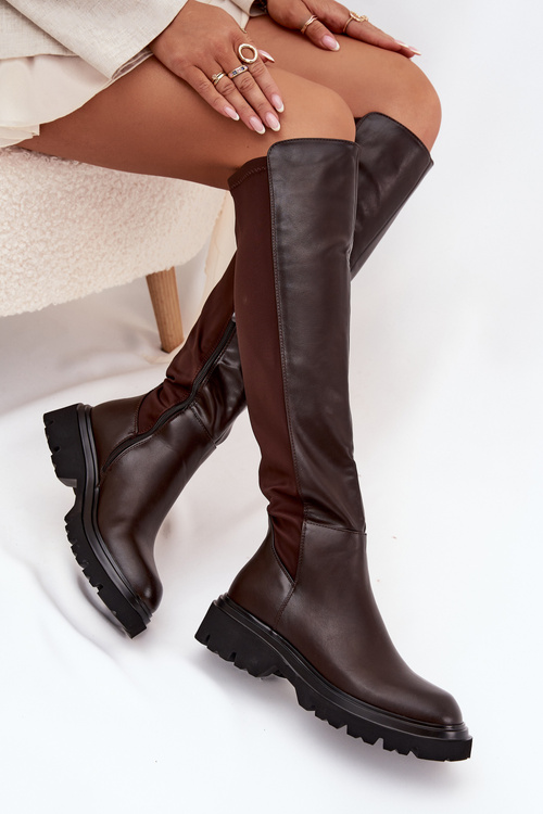Slip-on women's boots made of eco leather chocolate Sylvina