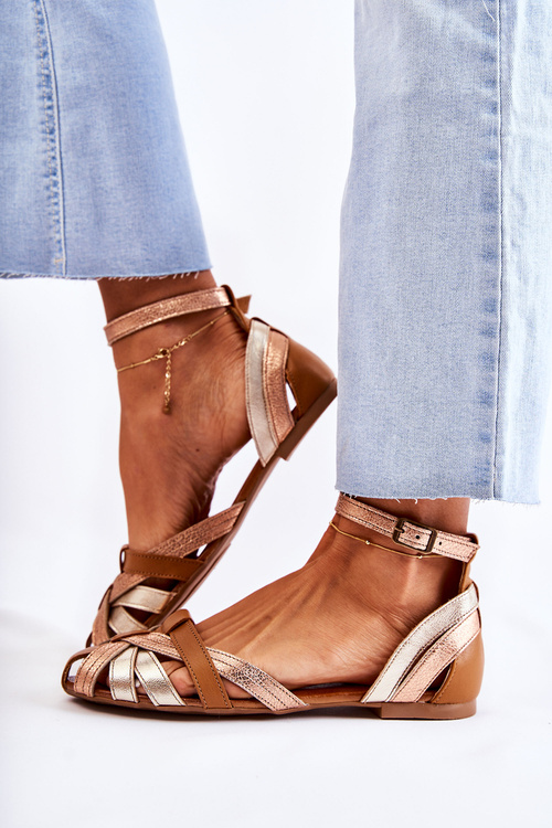 Leather Women's Sandals Maciejka 01924-32 Gold-Brown