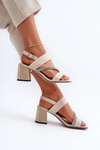 Women's Elegant Sandals with Stiletto Heel Beige D&A MR38-549